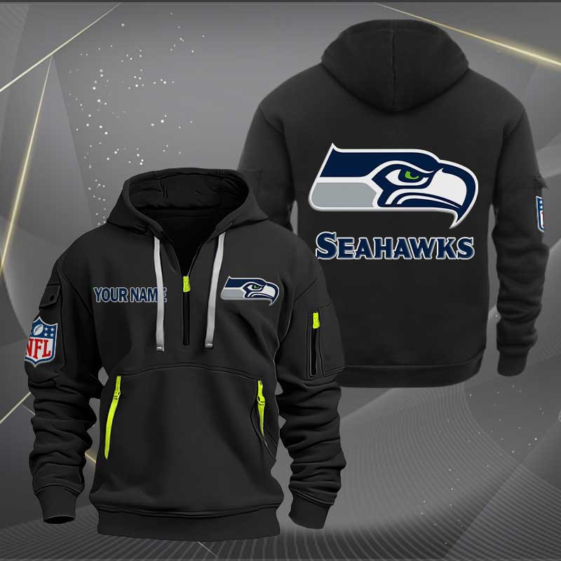 Buildercar - Seattle Seahawks Logo NFL Quarter Zip Hoodie Style 263