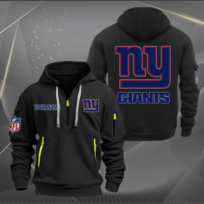 Buildercar - New York Giants Logo NFL Quarter Zip Hoodie Style 270