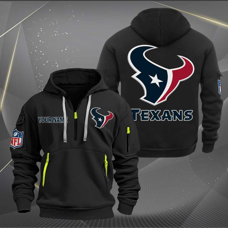 Buildercar - Houston Texans Logo NFL Quarter Zip Hoodie Style 266