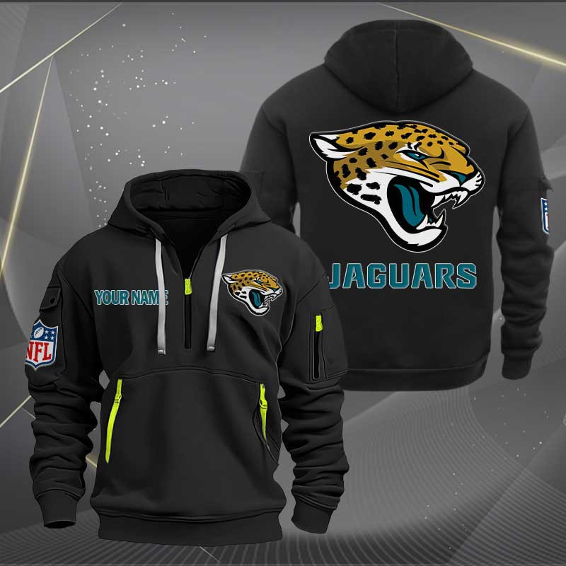 Buildercar - Jacksonville Jaguars Logo NFL Quarter Zip Hoodie Style 265