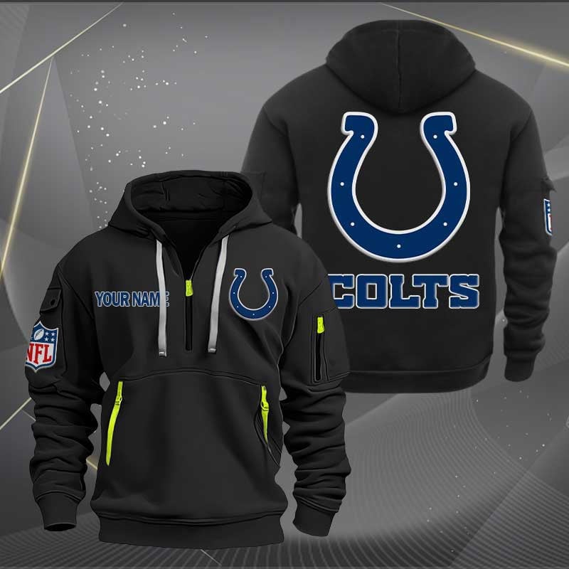 Buildercar - Indianapolis Colts Logo NFL Quarter Zip Hoodie Style 268