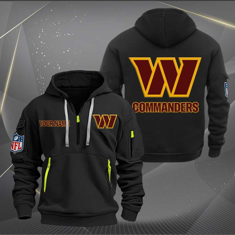 Buildercar - Washington Commanders Logo NFL Quarter Zip Hoodie Style 272