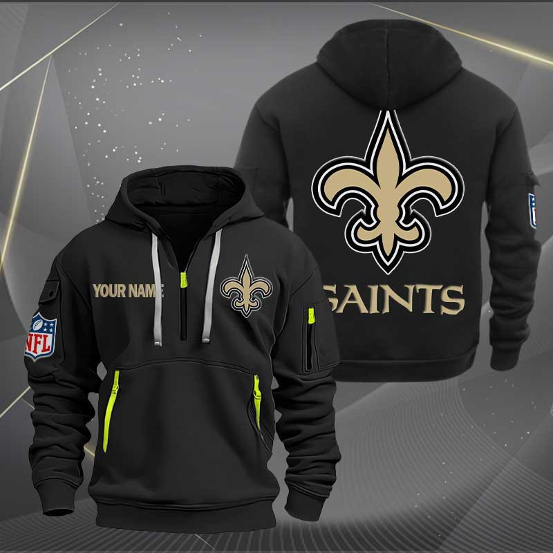 Buildercar - New Orleans Saints Logo NFL Quarter Zip Hoodie Style 274