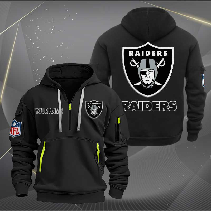 Buildercar - Las Vegas Raiders Logo NFL Quarter Zip Hoodie Style 273