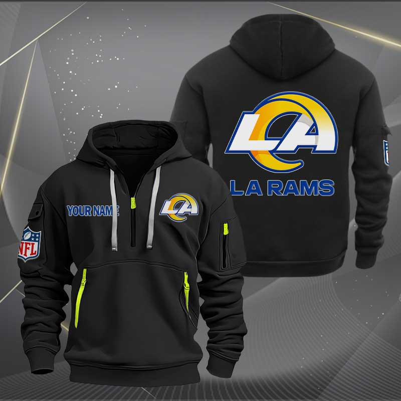 Buildercar - Los Angeles Rams Logo NFL Quarter Zip Hoodie Style 276