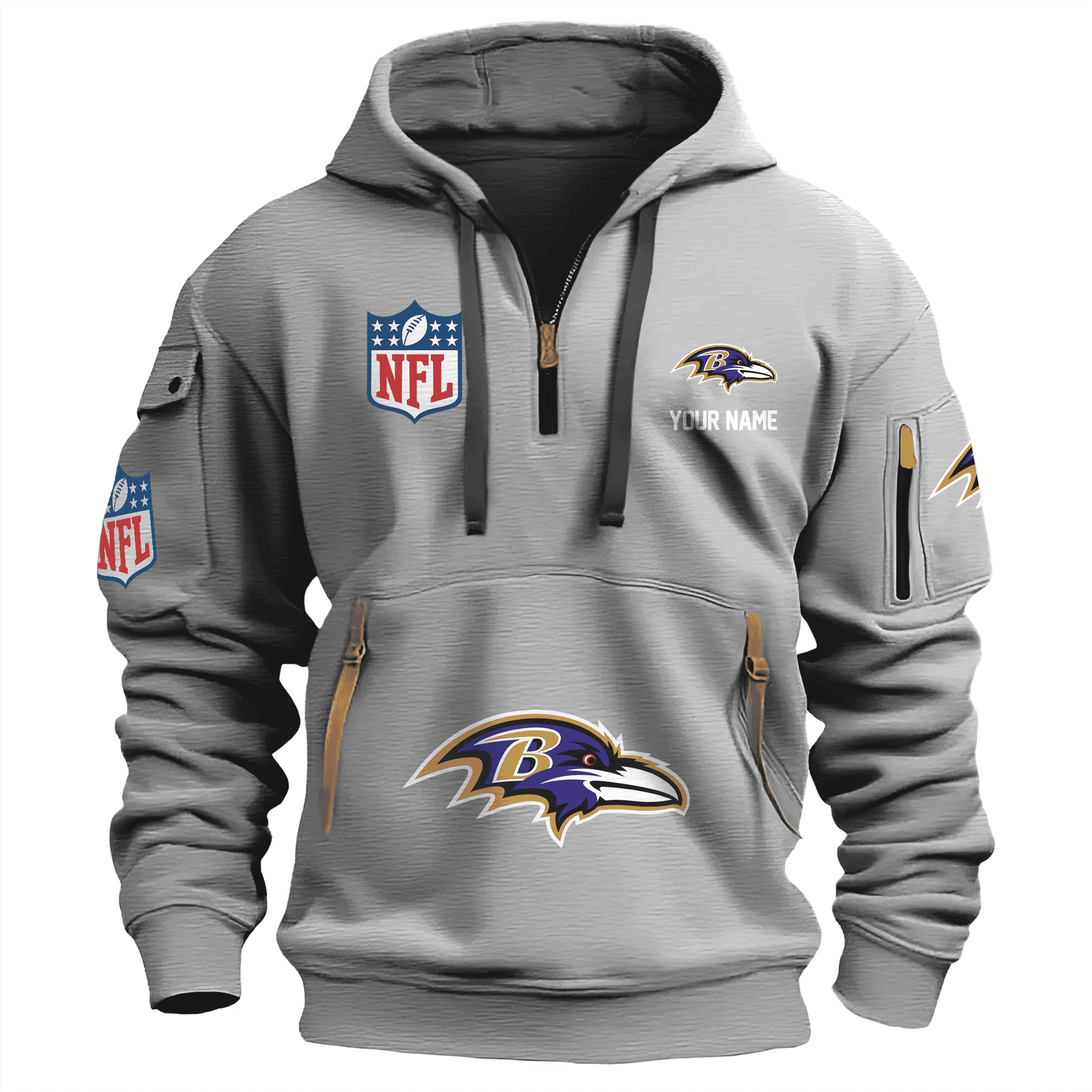 Buildercar - Baltimore Ravens Premium NFL Quarter Zip Hoodie