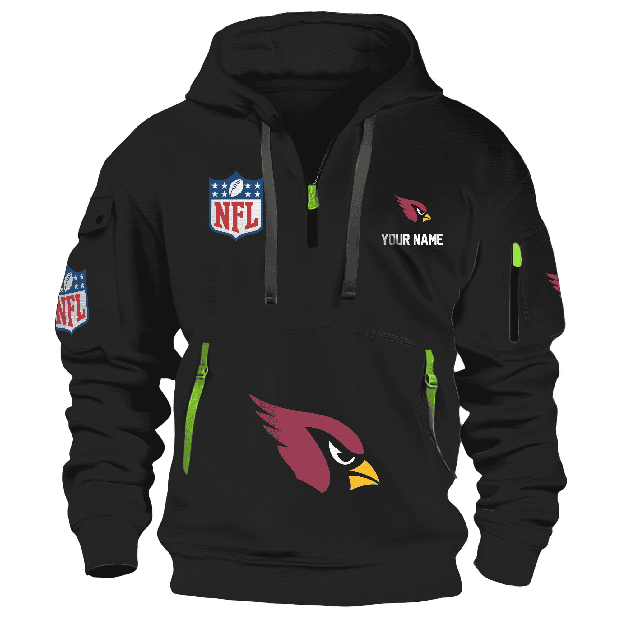 Buildercar - Arizona Cardinals Premium NFL Quarter Zip Hoodie