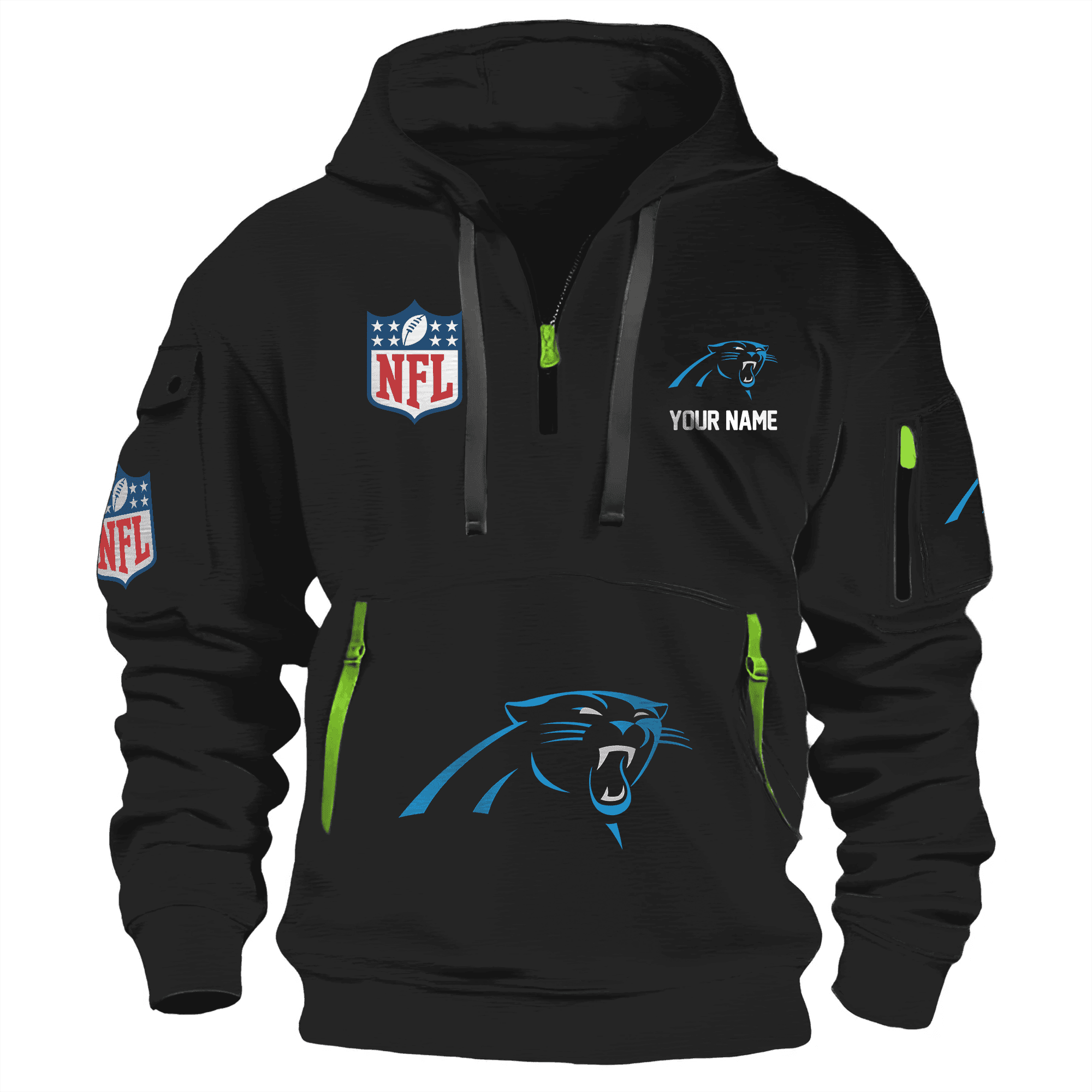 Buildercar - Carolina Panthers Premium NFL Quarter Zip Hoodie