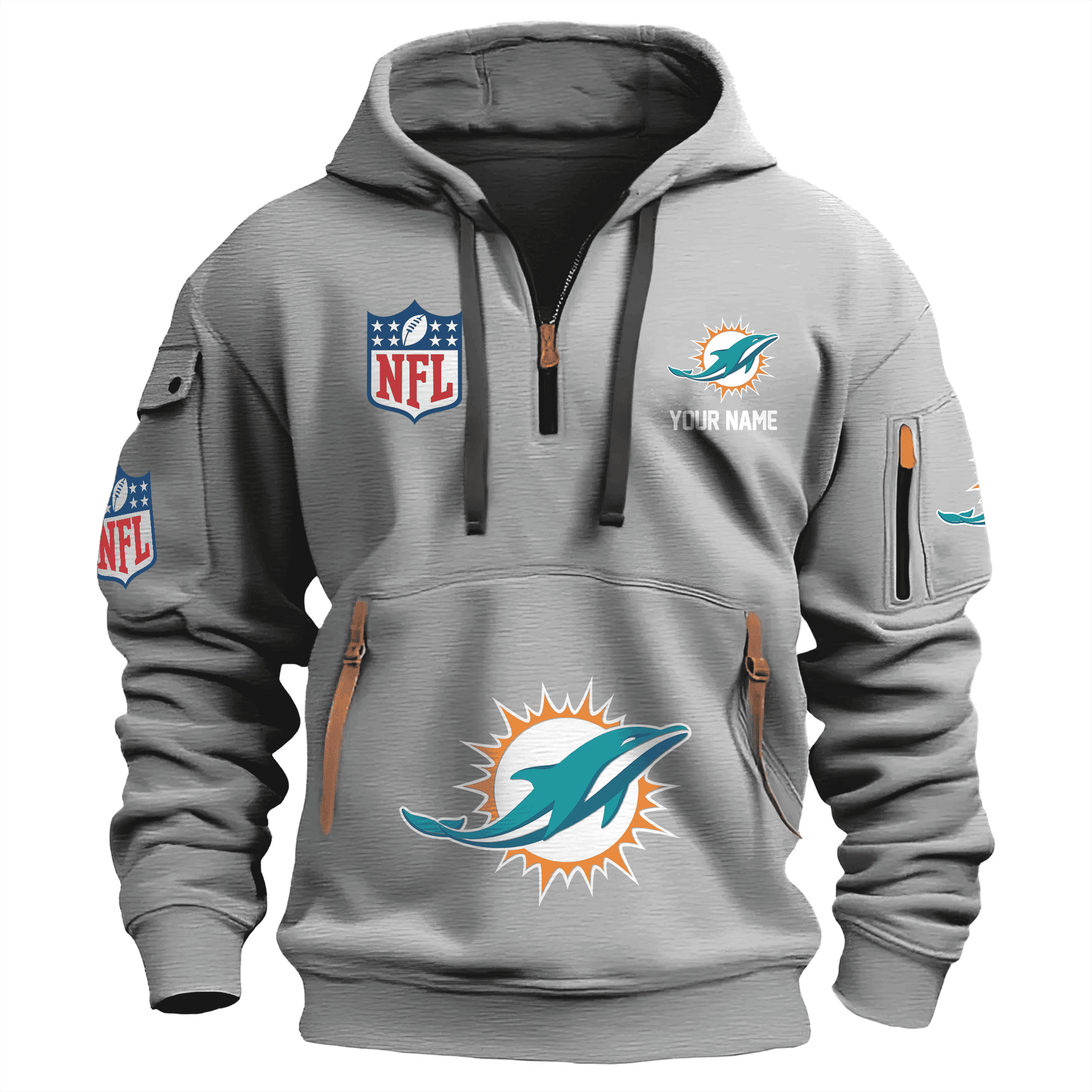 Buildercar - Miami Dolphins Premium NFL Quarter Zip Hoodie