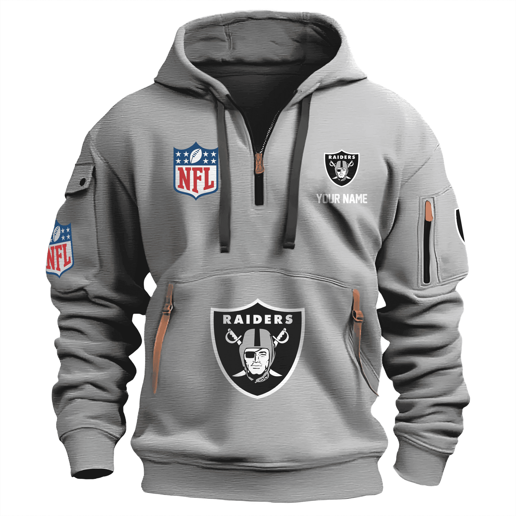 Buildercar - Las Vegas Raiders Premium NFL Quarter Zip Hoodie