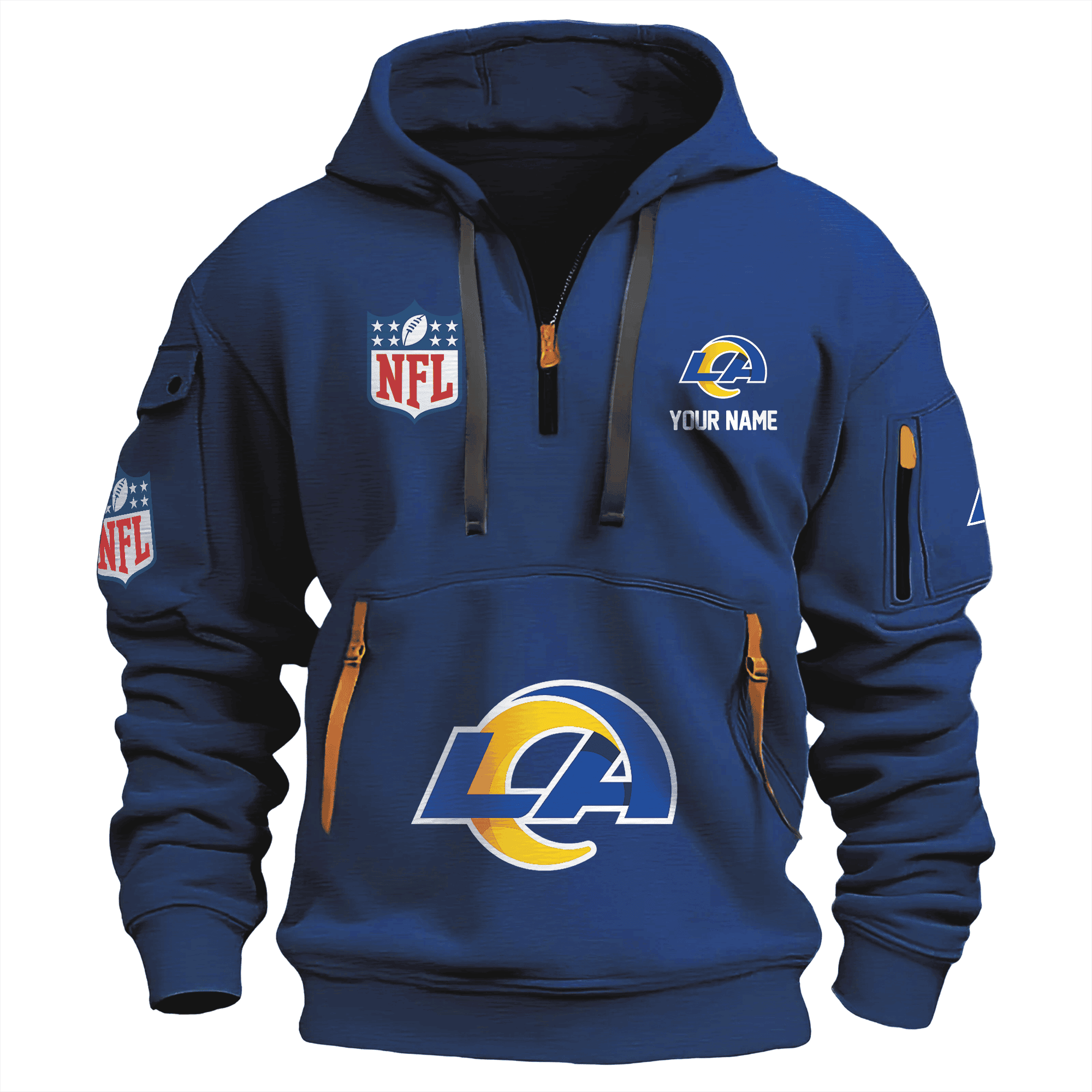 Buildercar - Los Angeles Rams Premium NFL Quarter Zip Hoodie