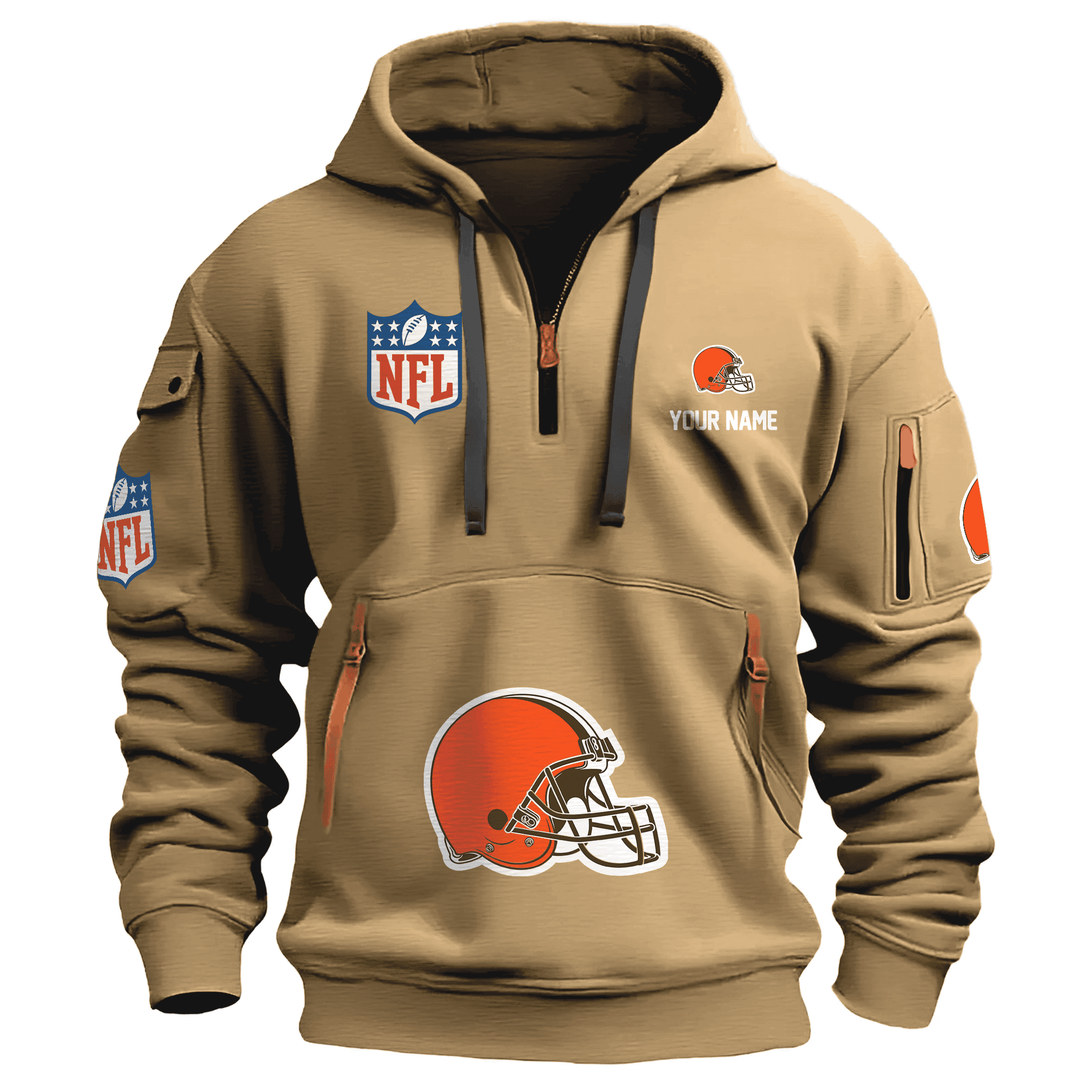 Buildercar - Cleveland Browns Premium NFL Quarter Zip Hoodie All Color