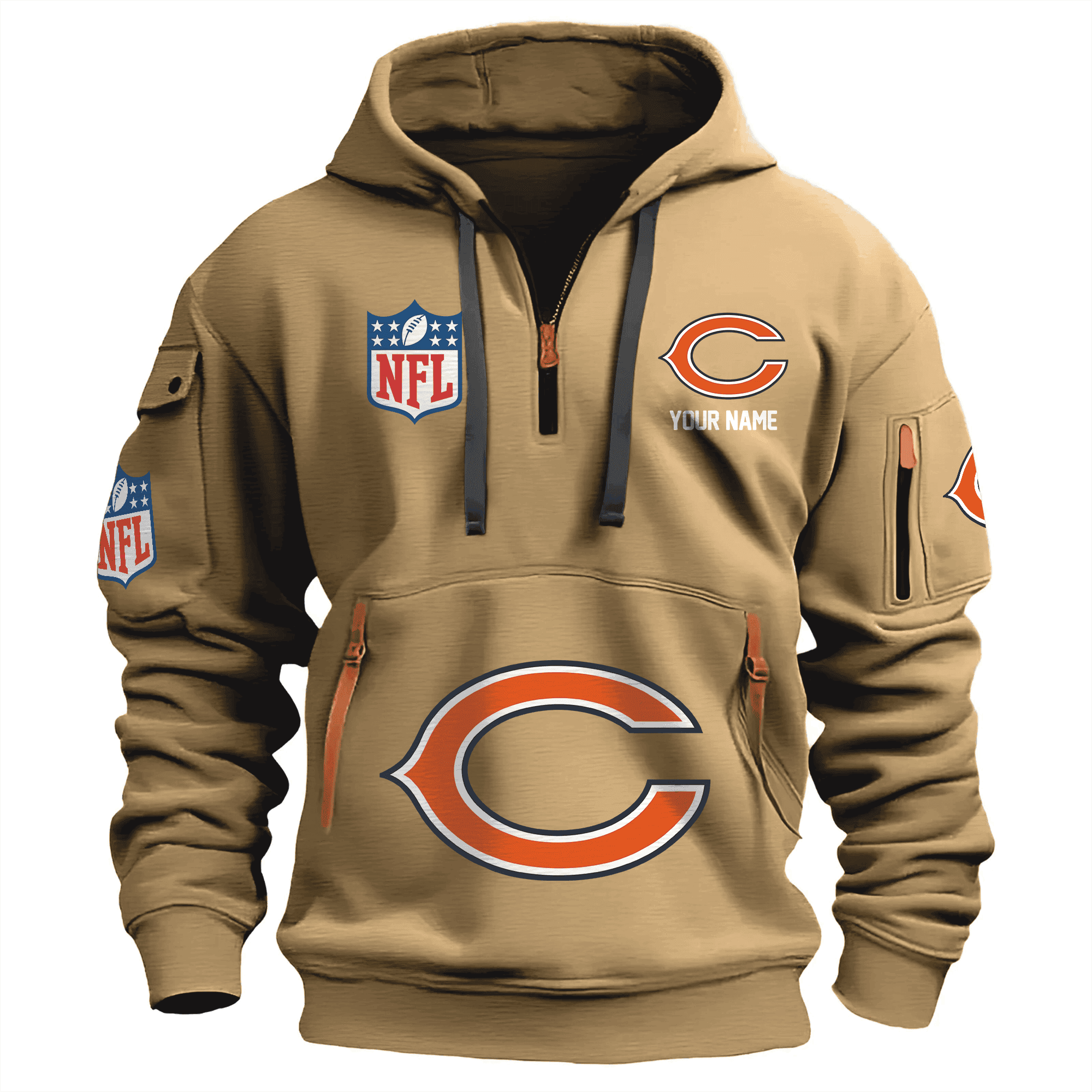 Buildercar - Chicago Bears Premium NFL Quarter Zip Hoodie