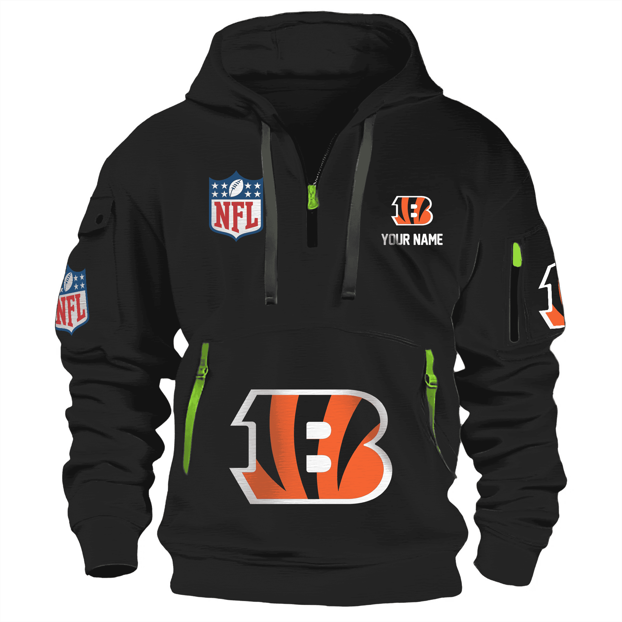 Buildercar - Cincinnati Bengals Premium NFL Quarter Zip Hoodie