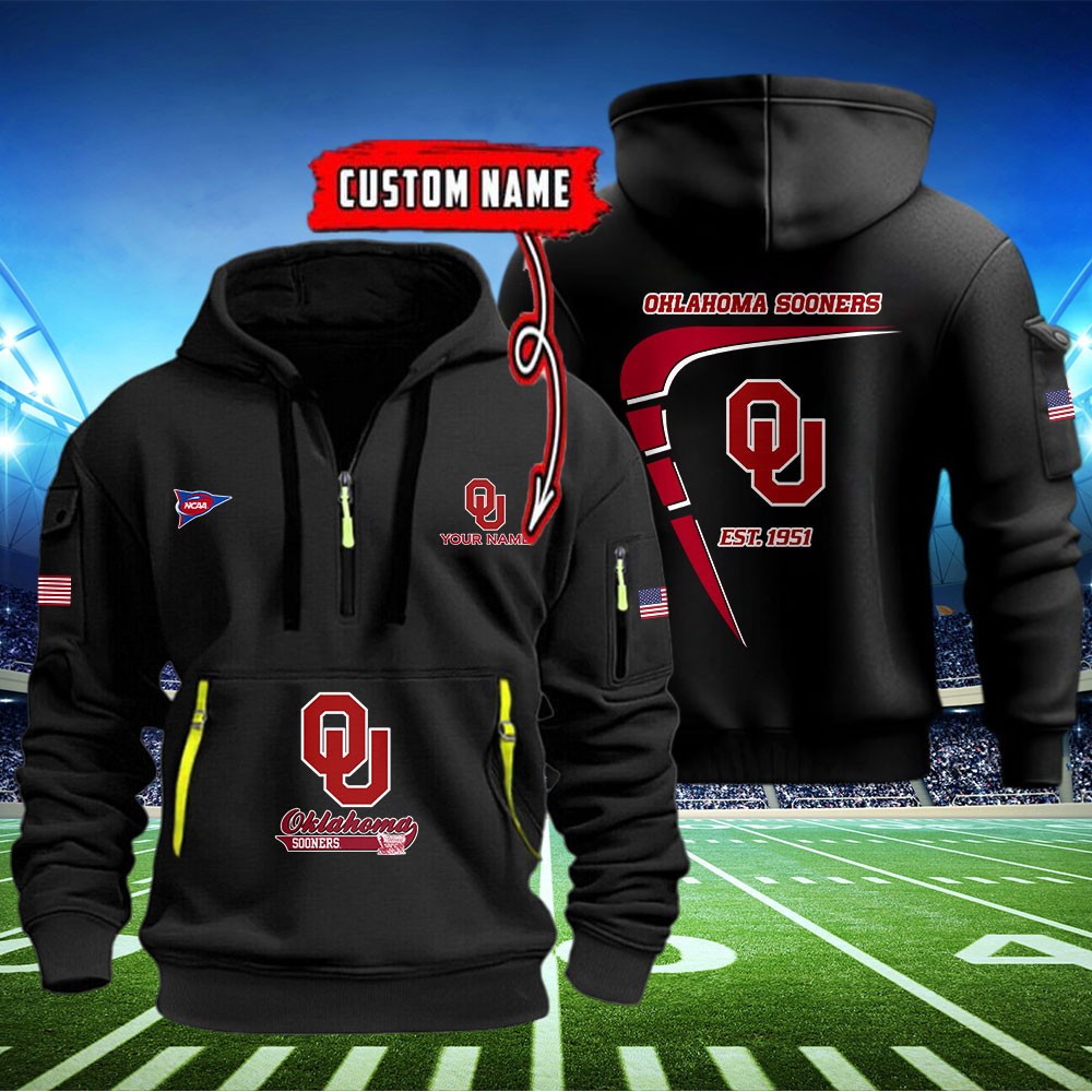 Buildercar - Oklahoma Sooners Quarter Zip Hoodie Style 1
