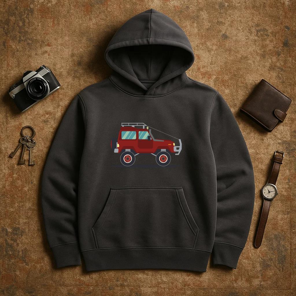 Jeep Car Vehicle Body Wheel Flat Hoodie