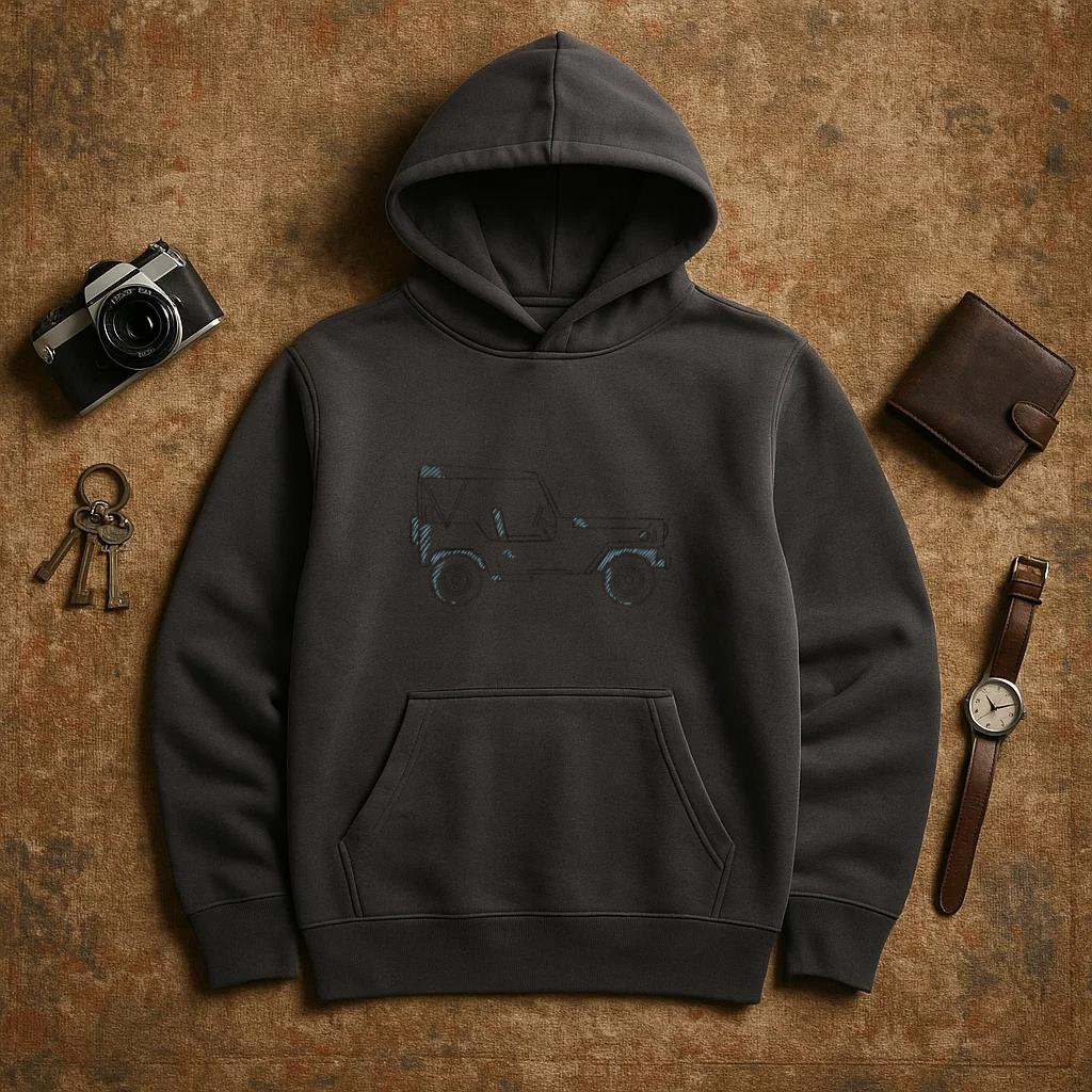 Jeep Car Vehicle Body Wheel Line Hoodie
