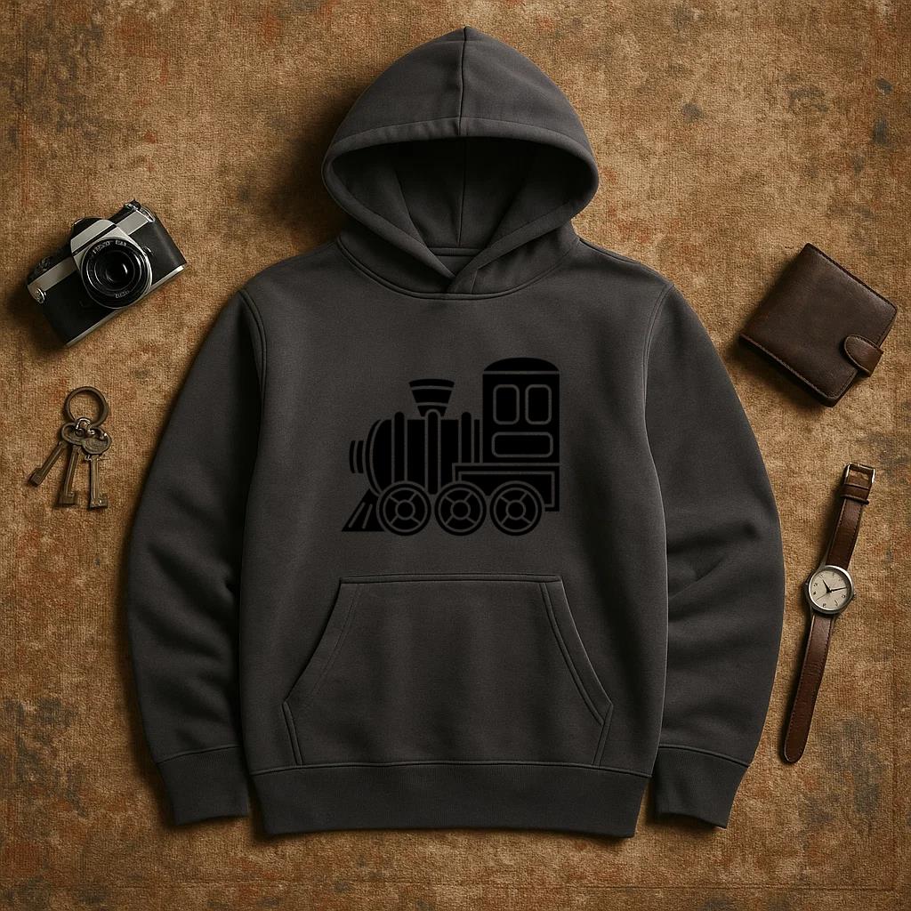 Train Engine Toy Black Hoodie