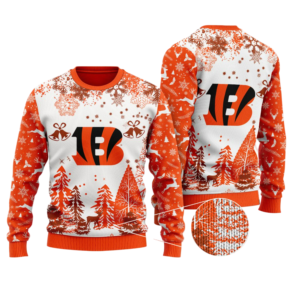 Funny Holiday Ugly Sweater White/Orange - Festive Statement Piece