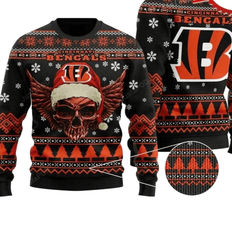 Orange/Brown Skull Print Ugly Sweater for Christmas Parties