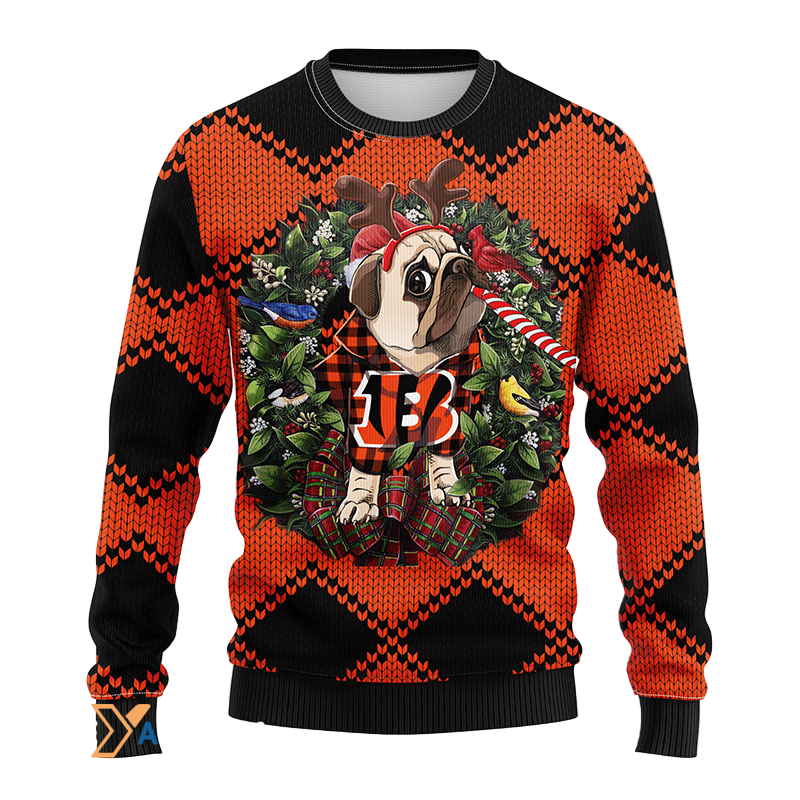 Festive Holiday Ugly Sweater Black/Orange All Over Print Design