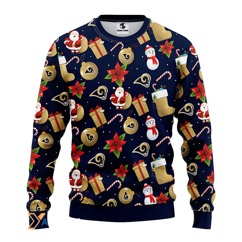 Christmas Holiday Santa Snowman Ugly Sweater Blue Festive Fun