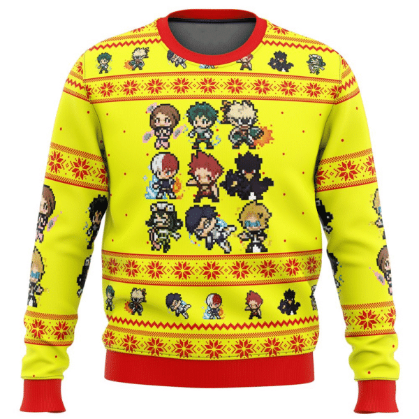 Ugly Christmas Sweater - Festive Boku No Students Print - Adult Sizes