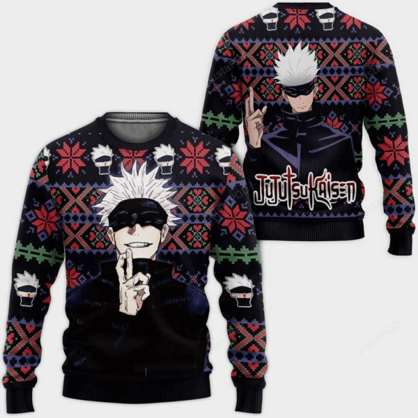 Satoru Gojo Anime Ugly Sweater - Festive Holiday Comfort & Fun