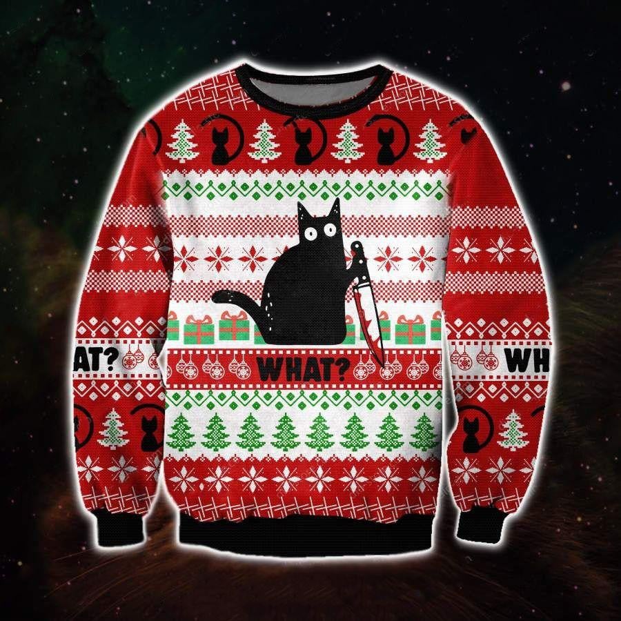 Ugly Christmas Cat Sweater - Festive Holiday Cheer Shirt