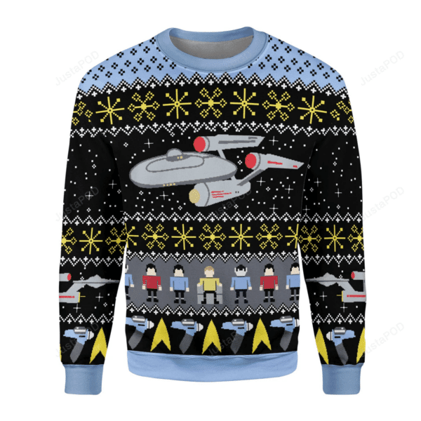 Festive Star Print Ugly Christmas Sweater