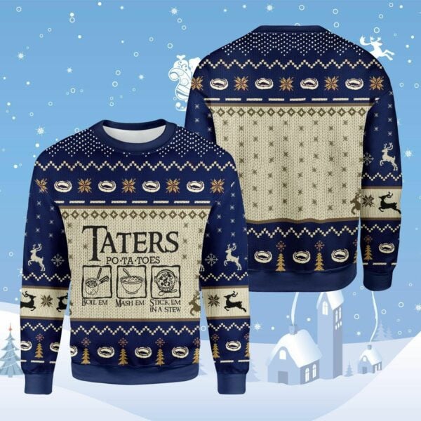 Ugly Christmas Sweater, Festive Holiday Sweatshirt, Lotr Taters Potatoes Navi