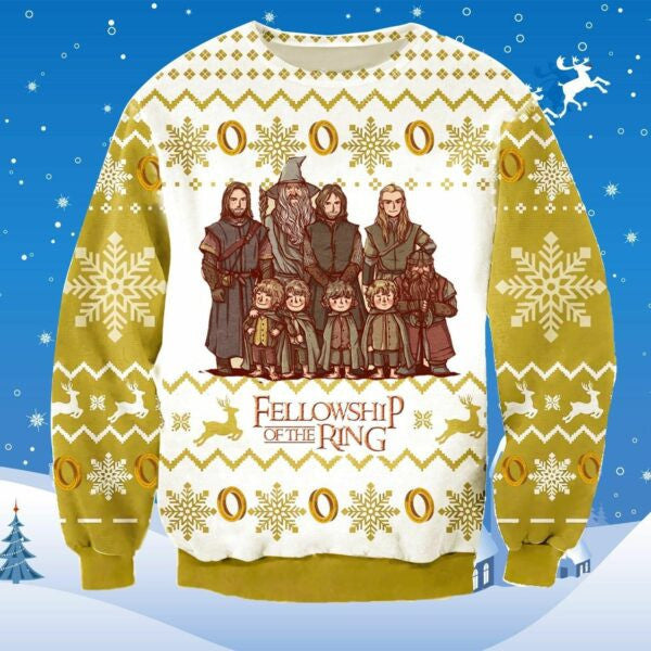 Ugly Christmas Sweater Lord of the Rings Fellowship Fun Christmas Gift