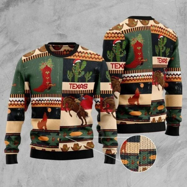 Texas Festive Ugly Christmas Sweater Soft Stretchy Breathable