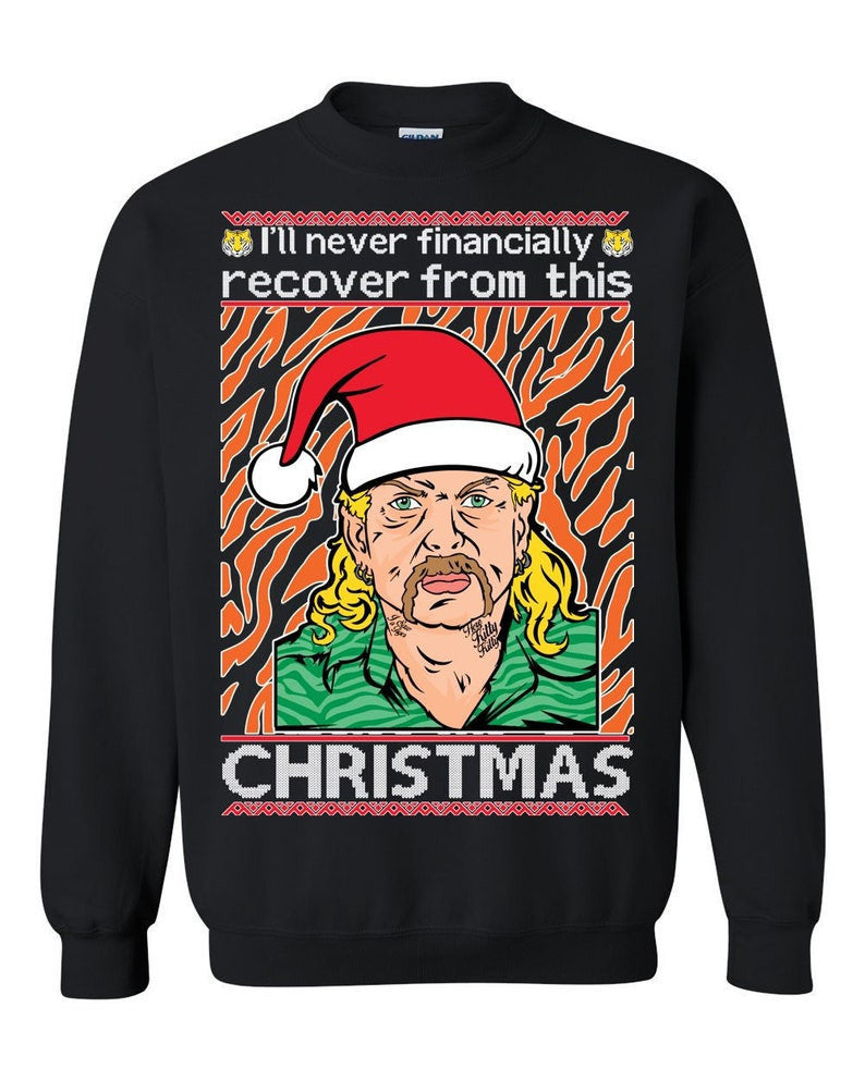 Ugly Christmas Sweater, Festive Holiday Sweatshirt - Tiger King Joe Exotic Design