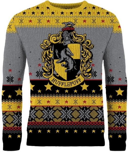 Ugly Christmas Sweater Hufflepuff Theme Comfort Fit Premium Print