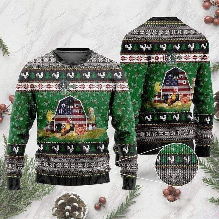 Ugly Sweater Farmers Chickens Christmas Gift Shirt