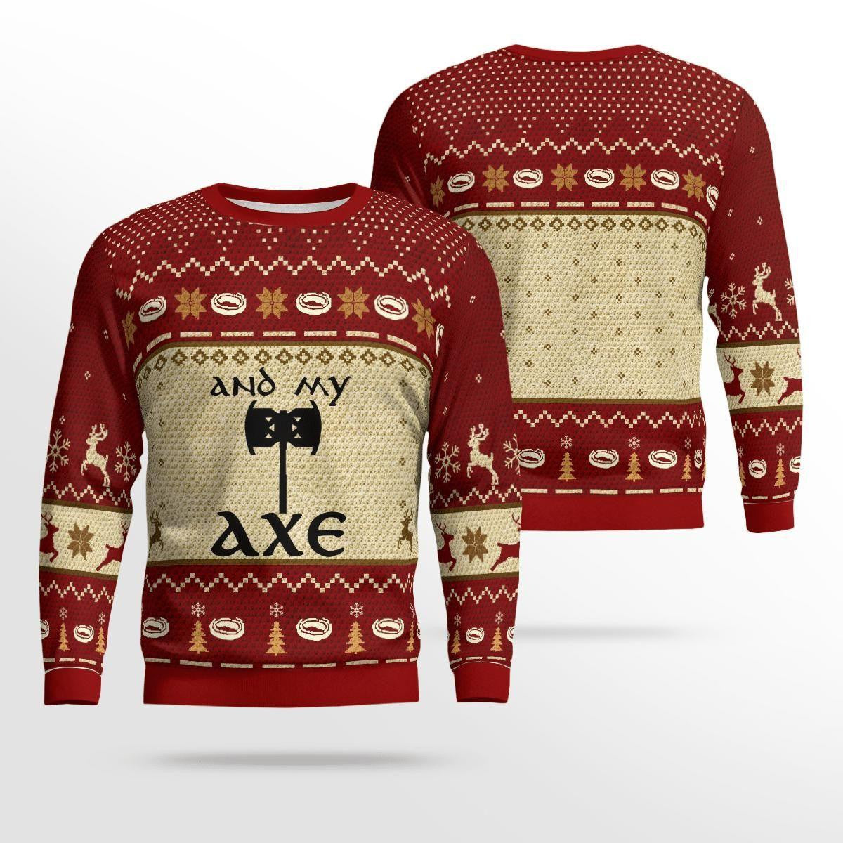Christmas Ugly Sweater Lotr Axe Design, Funny & Festive