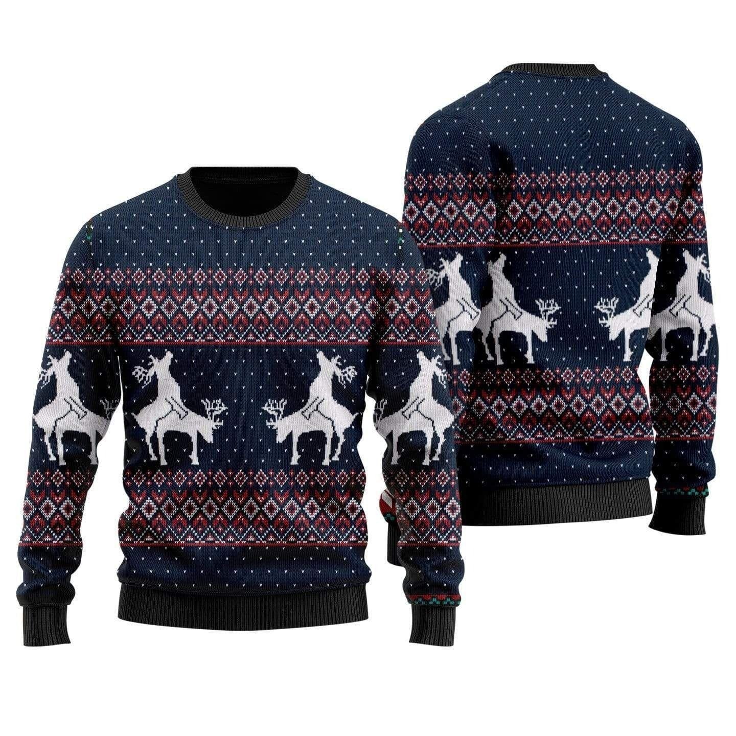 Funny Reindeer Christmas Ugly Sweater for Festive Fun, Premium Quality