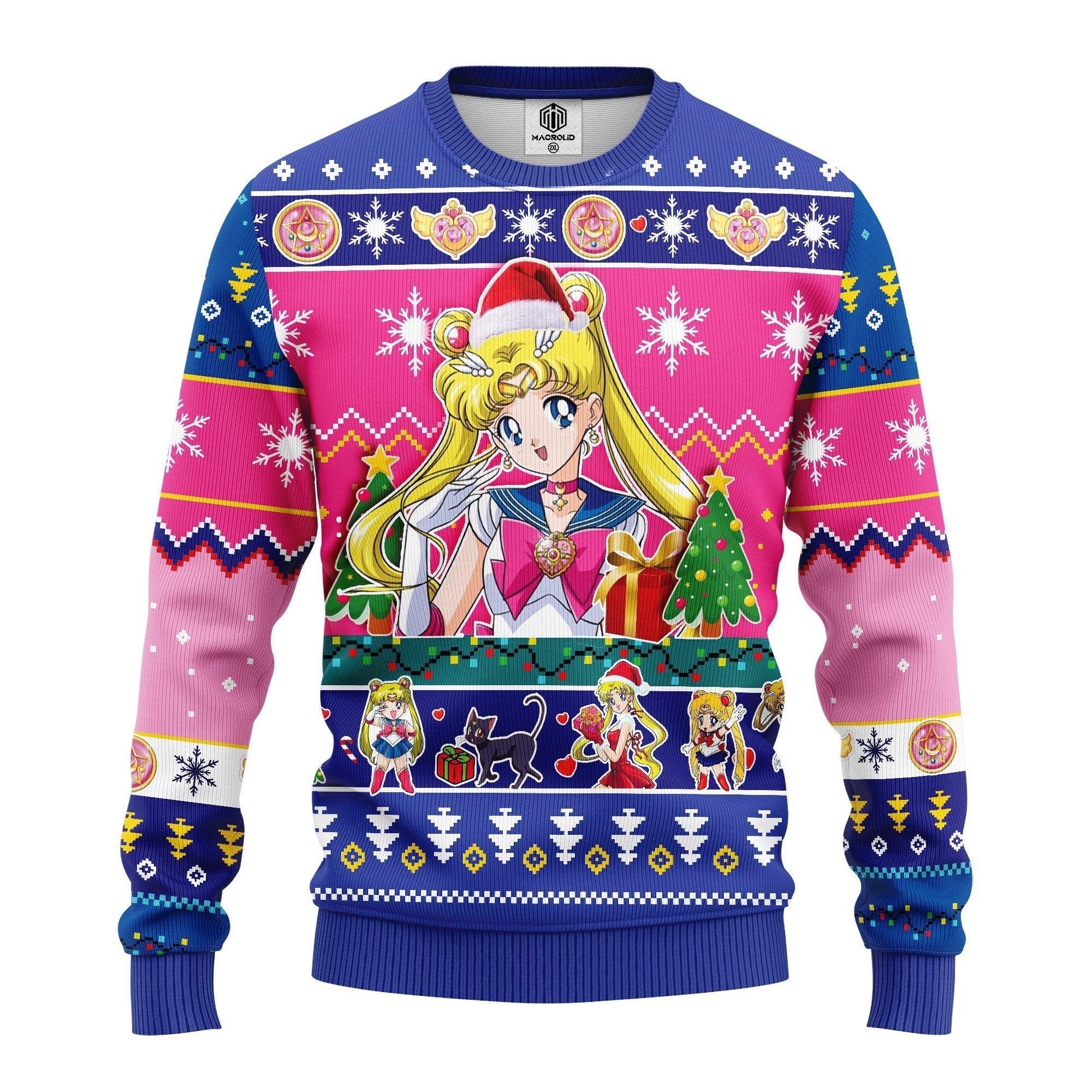Festive Sailor Moon Christmas Ugly Sweater - Premium Quality