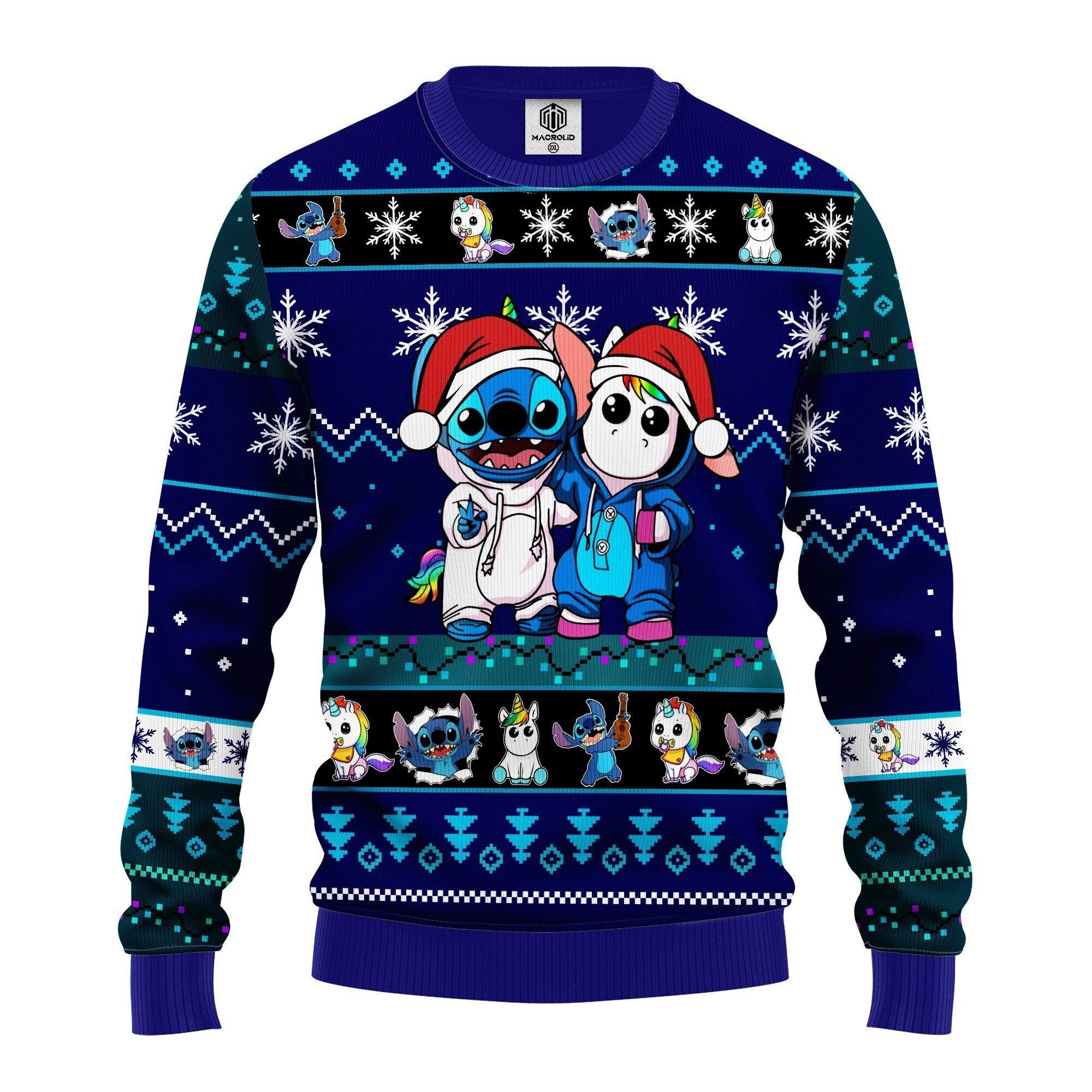 Santa Stitch and Unicorn Ugly Christmas Sweater - Festive Holiday Fun