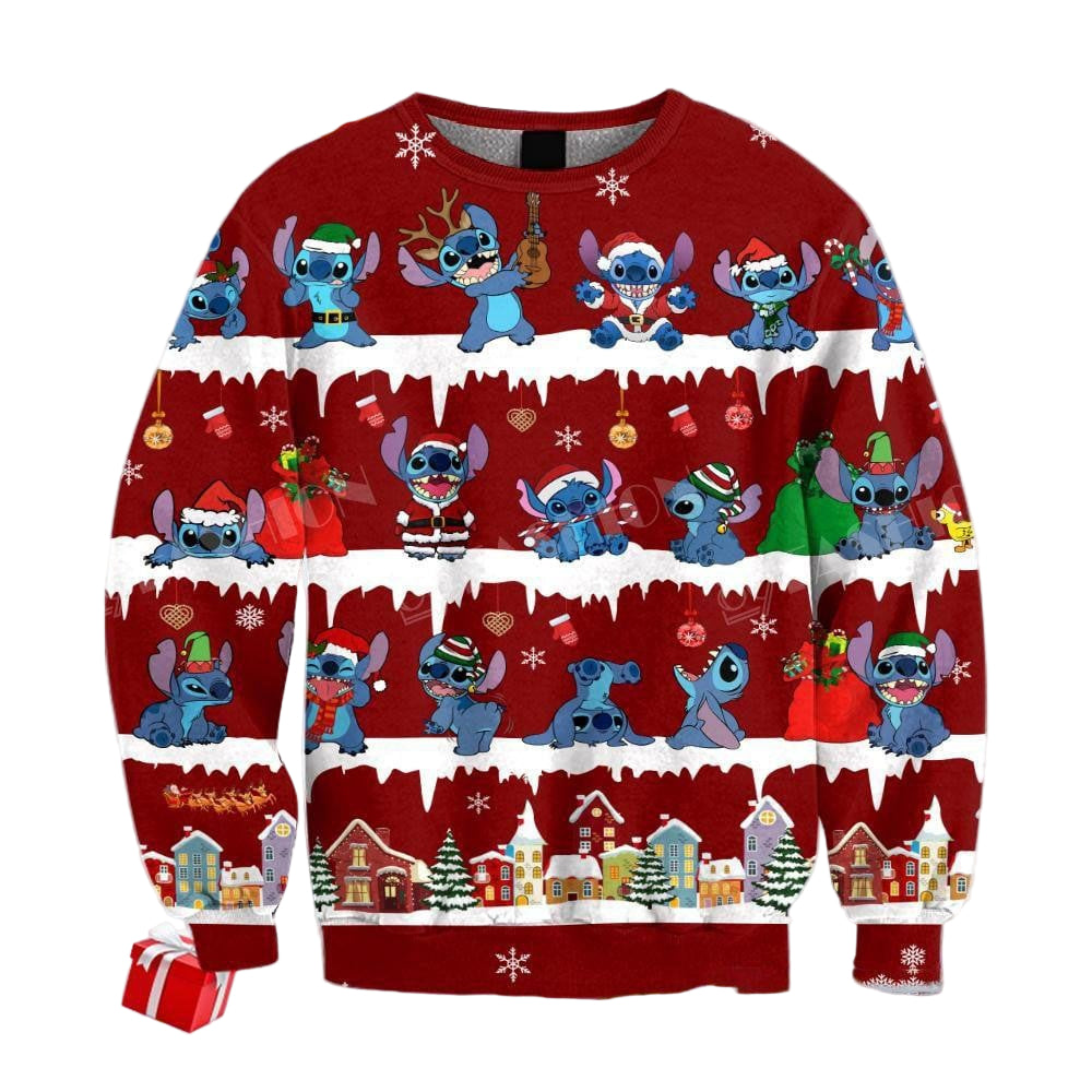 Christmas Stitch Ugly Sweater, Festive Holiday Attire for Men, Women, & Kids