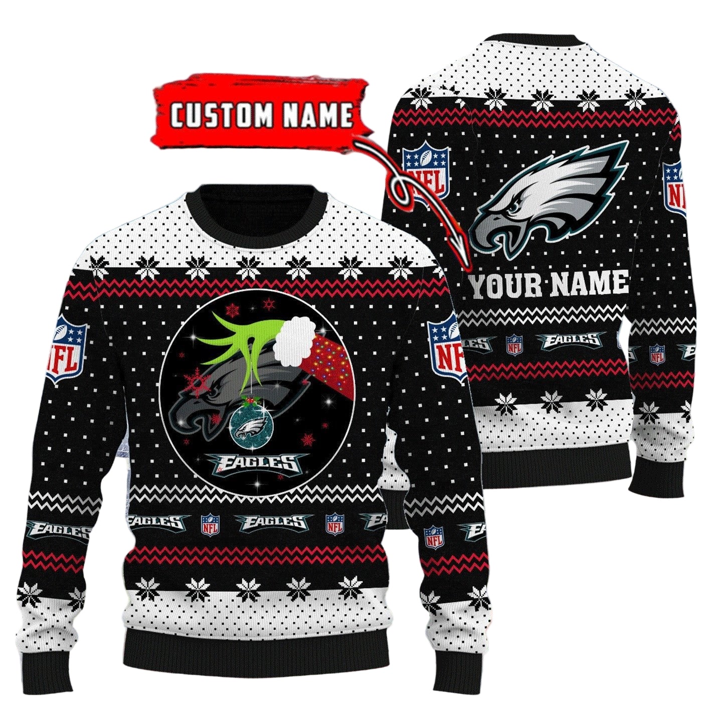 Fun Festive Ugly Christmas Sweater for Philadelphia Eagles Fans