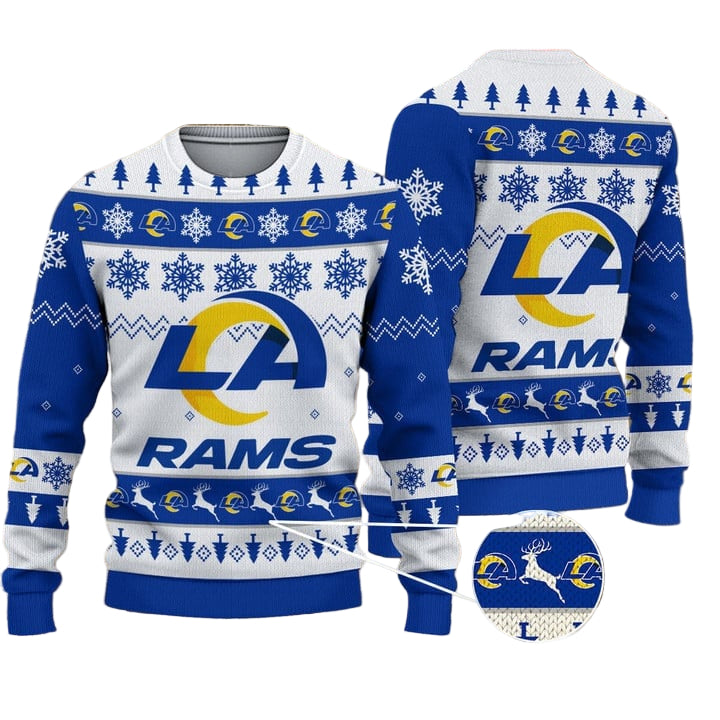 Festive Ugly Christmas Sweater in Los Angeles Rams Style