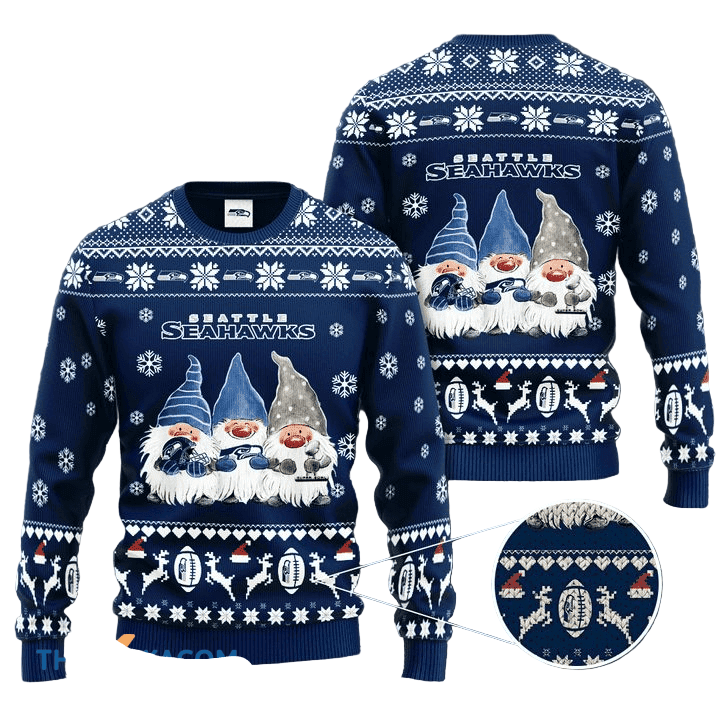 Seattle Seahawks Christmas Sweater Blue/White Dwarfs - Festive & Fun