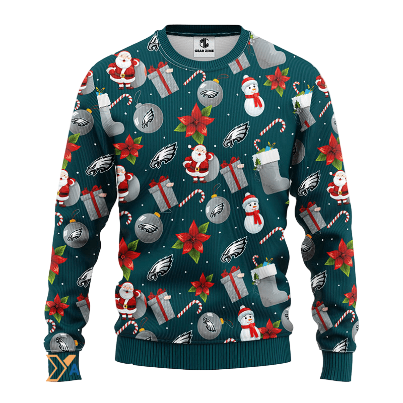 Funny Philadelphia-Eagles Ugly Christmas Sweater in Green