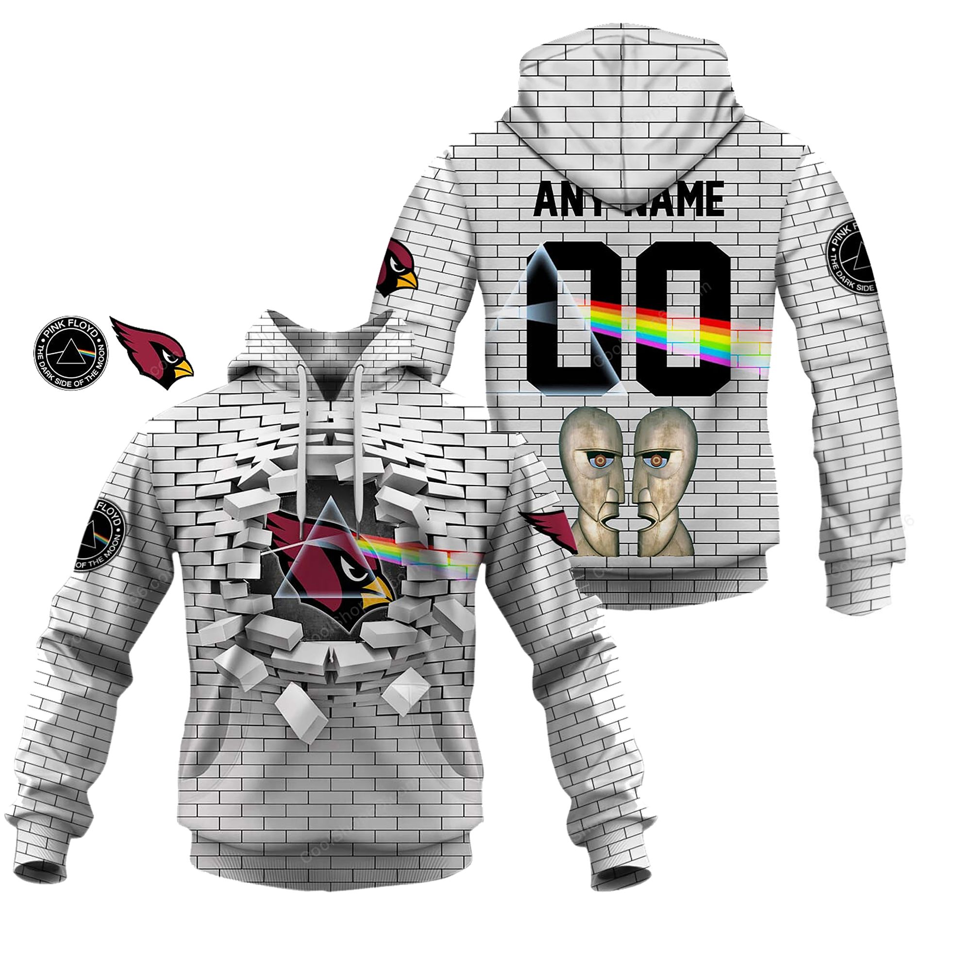 Buildercar - Arizona Cardinals NFL X Pink Floyd Inspired Custom Name Hoodie