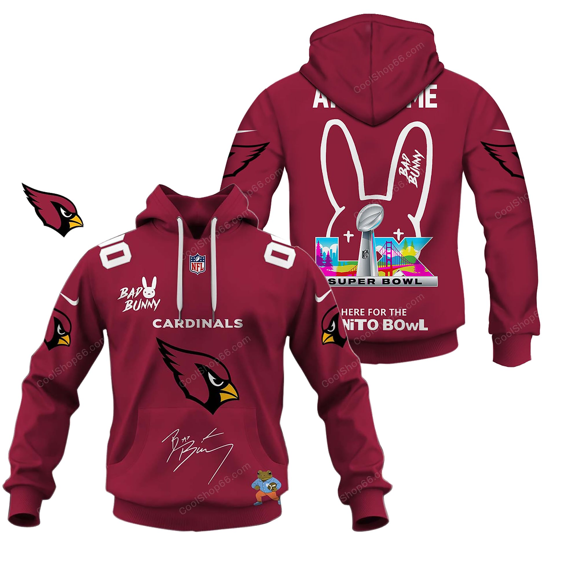 Buildercar - Arizona Cardinals x Bad Bunny Super Bowl 2026 Limited Edition Hoodie