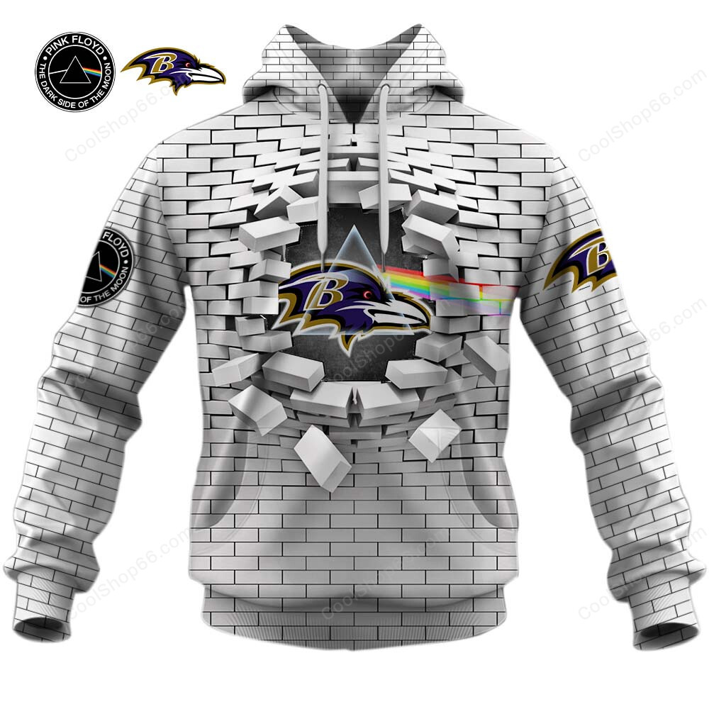 Buildercar - Baltimore Ravens NFL X Pink Floyd Inspired Custom Name Hoodie