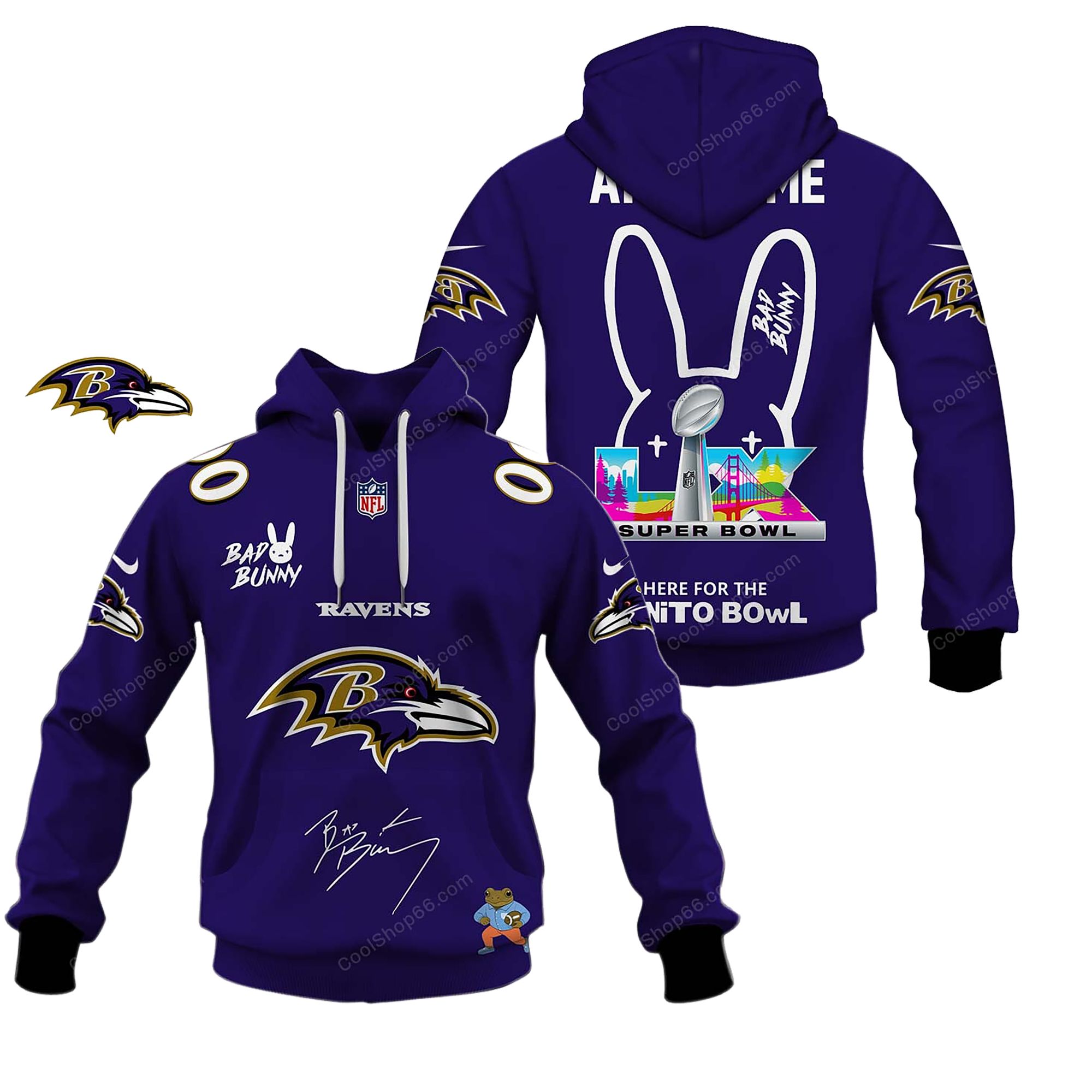 Buildercar - Baltimore Ravens x Bad Bunny Super Bowl 2026 Limited Edition Hoodie