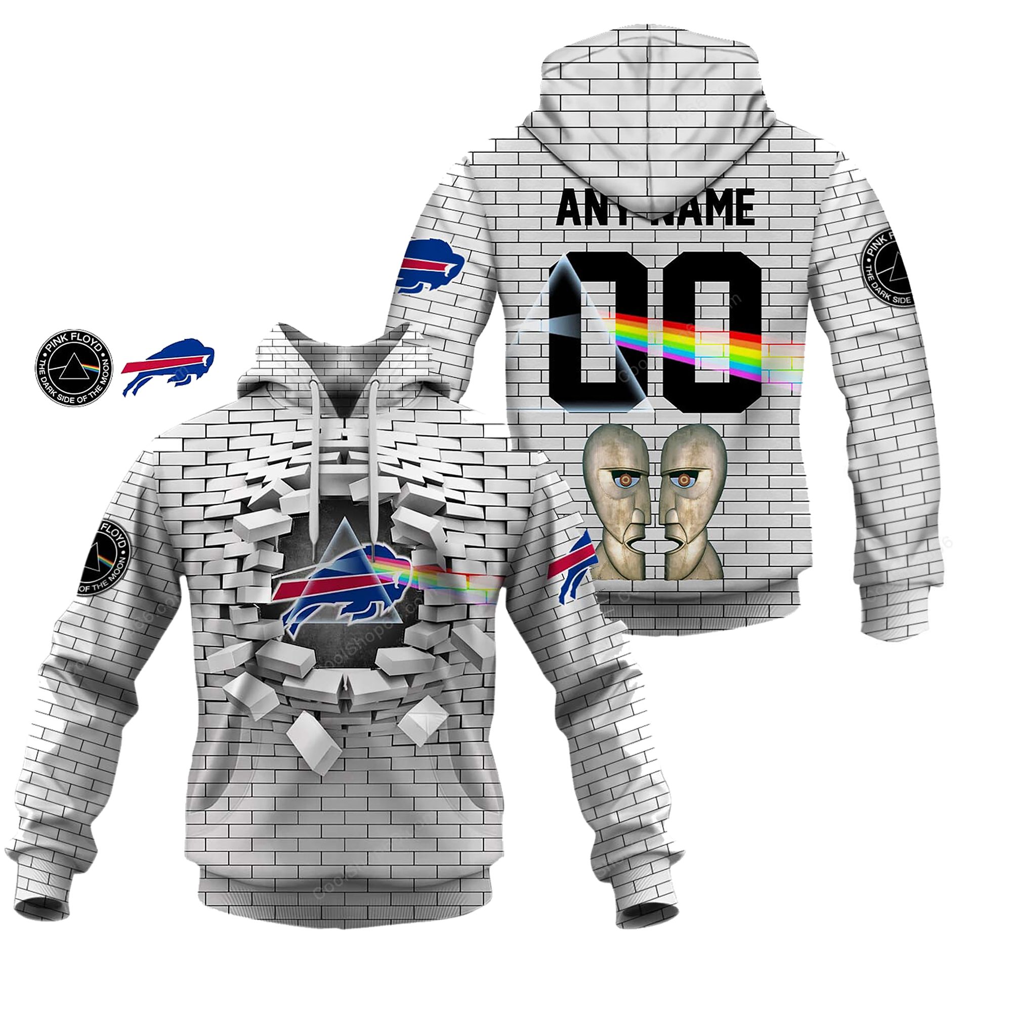 Buildercar - Buffalo Bills NFL X Pink Floyd Inspired Custom Name Hoodie